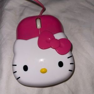 Computer mouse, USB cord, Hello Kitty, Pink and White